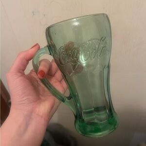 Coca-Cola Embossed Green Glass Stein